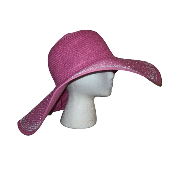 💕NWT Fuschia Beach Hat w/Bling Embellishments💕 - Picture 1 of 11